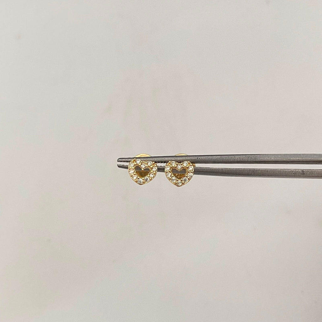 Topos Corazon Silueta Casting Blanco Oro amarillo 18k 0,65 Gr / 5,5 mm