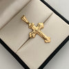 Dije Cruz cristo punta flor Oro amarillo 18k 1,8 Gr / 21 mm / 4 Cm