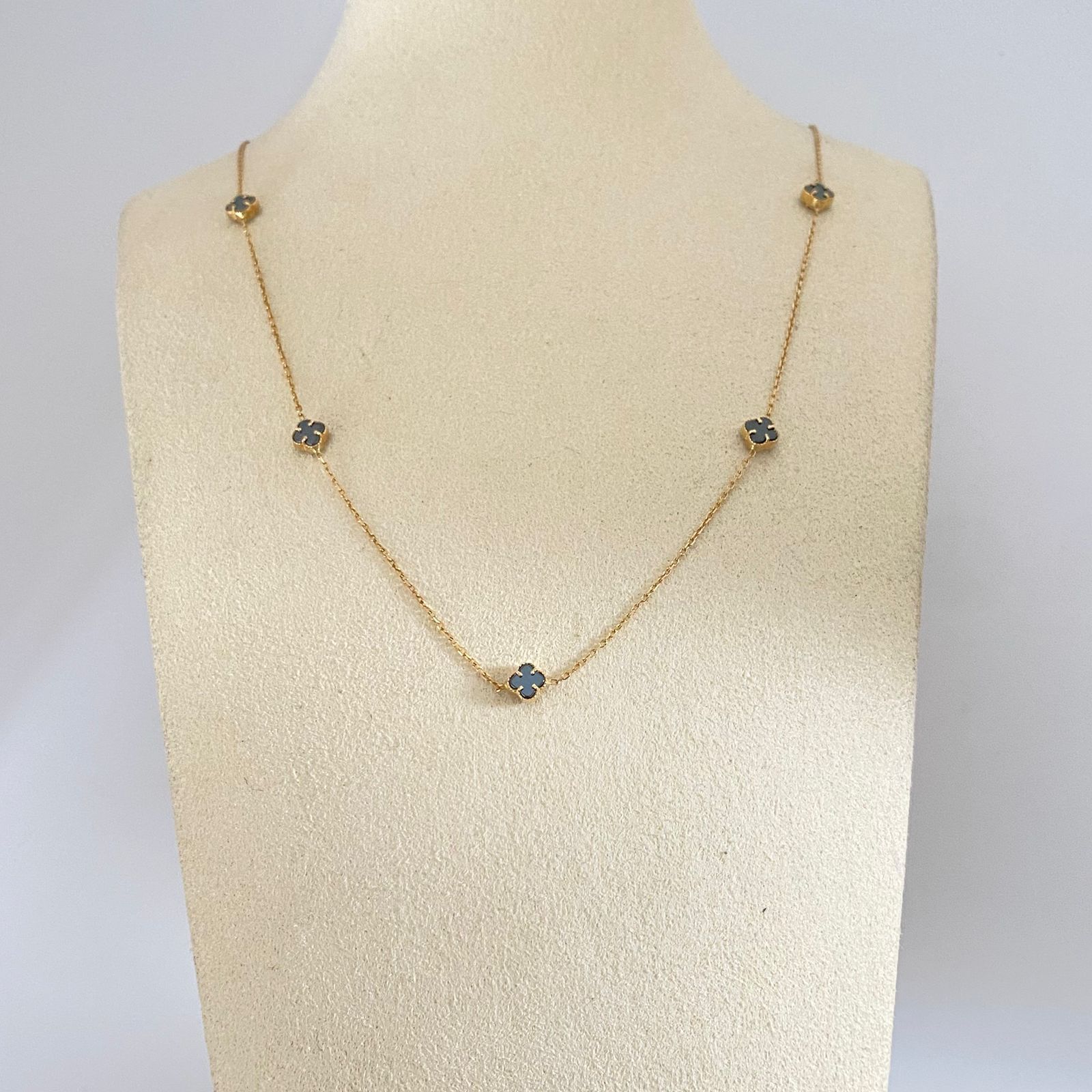 Cadena It mini trebol purpura Oro amarillo 18k +4 / 2,85 Gr / 1 mm / 45 Cm