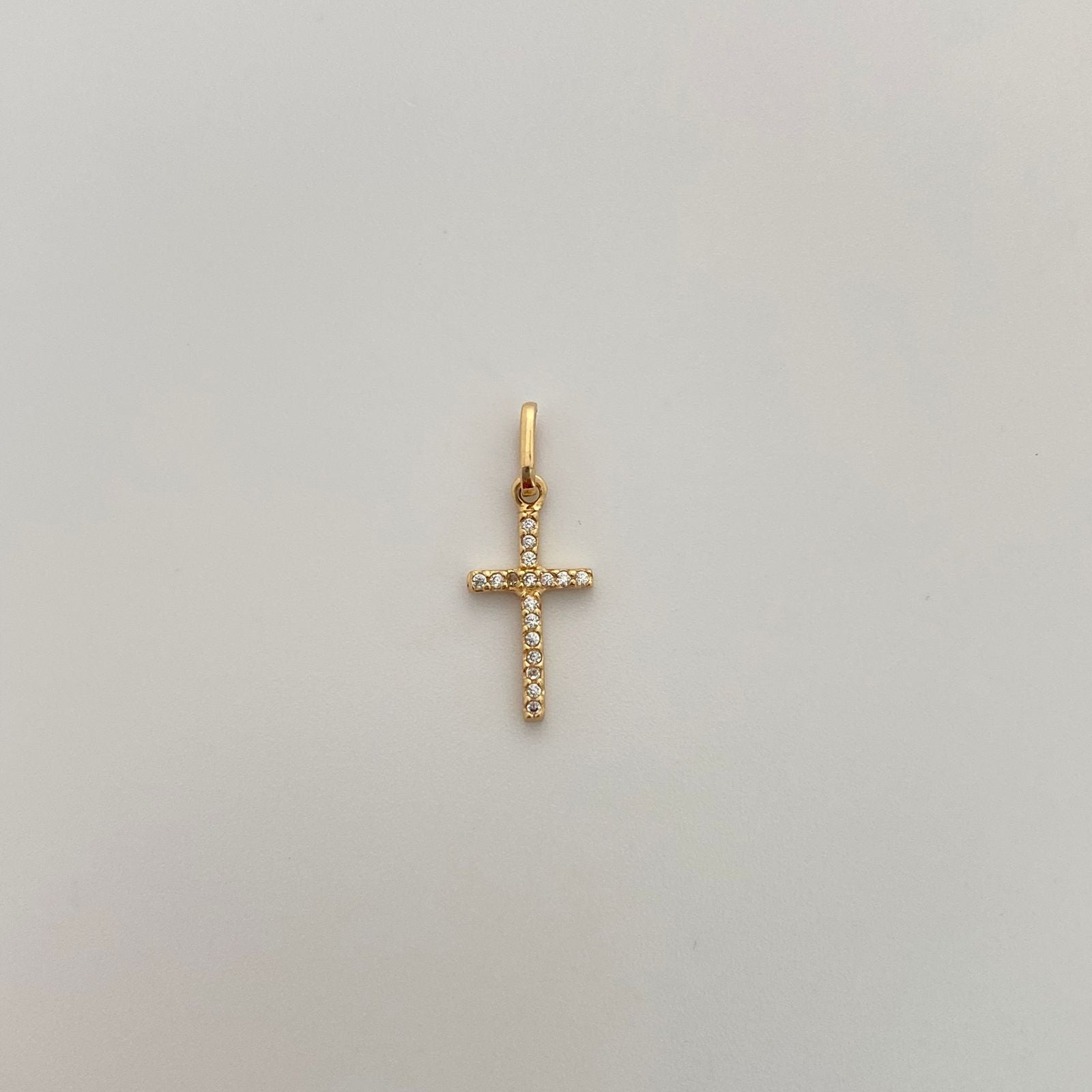 Dije Cruz Blanca Casting Oro amarillo 18k 0,65 Gr / 8,6 mm / 2,1 Cm