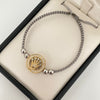 Pulsera tejida silueta corona casting bolas lisas #5 Oro amarillo y Oro blanco 18k 4,15 Gr
