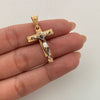 Dije Cruz Cristo Casting Tres oros 18k 3,1 Gr / 19,1 mm / 3,5 Cm