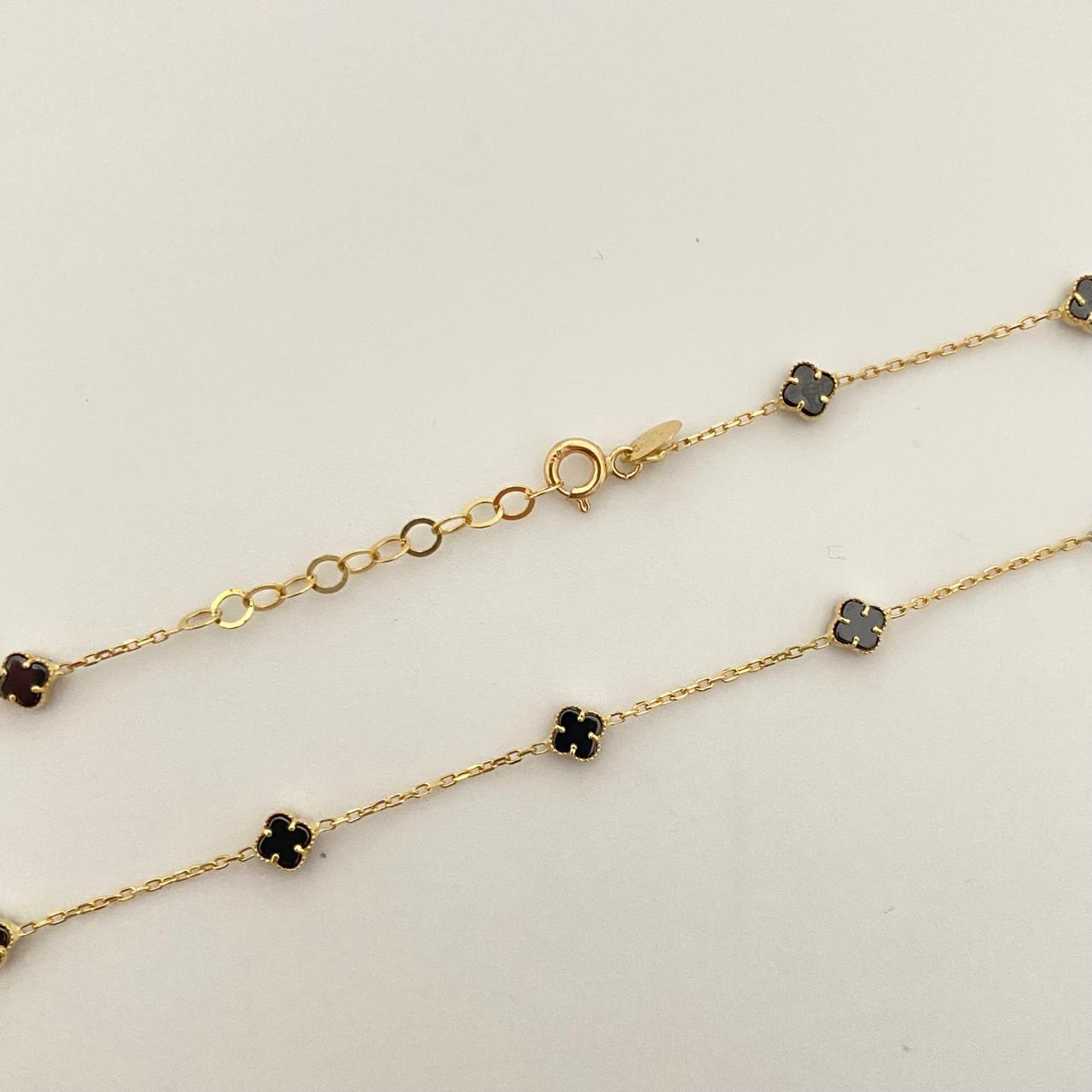 Cadena It trebol fondo negro Oro amarillo 18k +4 / 5,2 Gr / 4,5 mm / 45 Cm