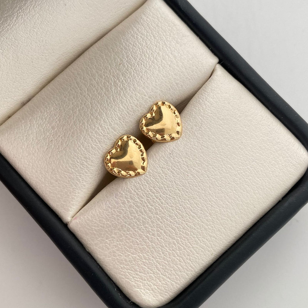 Topos corazon inflado borde diamantado  Oro amarillo 18k 0,75 Gr / 8,1 mm