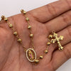 Rosario bola diamantada 4 y 5 virgen guadalupe circones multicolor Oro amarillo 18k 10,78 Gr / 60 Cm