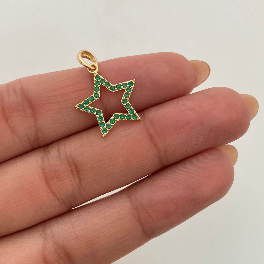 Dije Estrella Casting Verde Oro amarillo 18k 1 Gr / 15,8 mm / 2,3 Cm