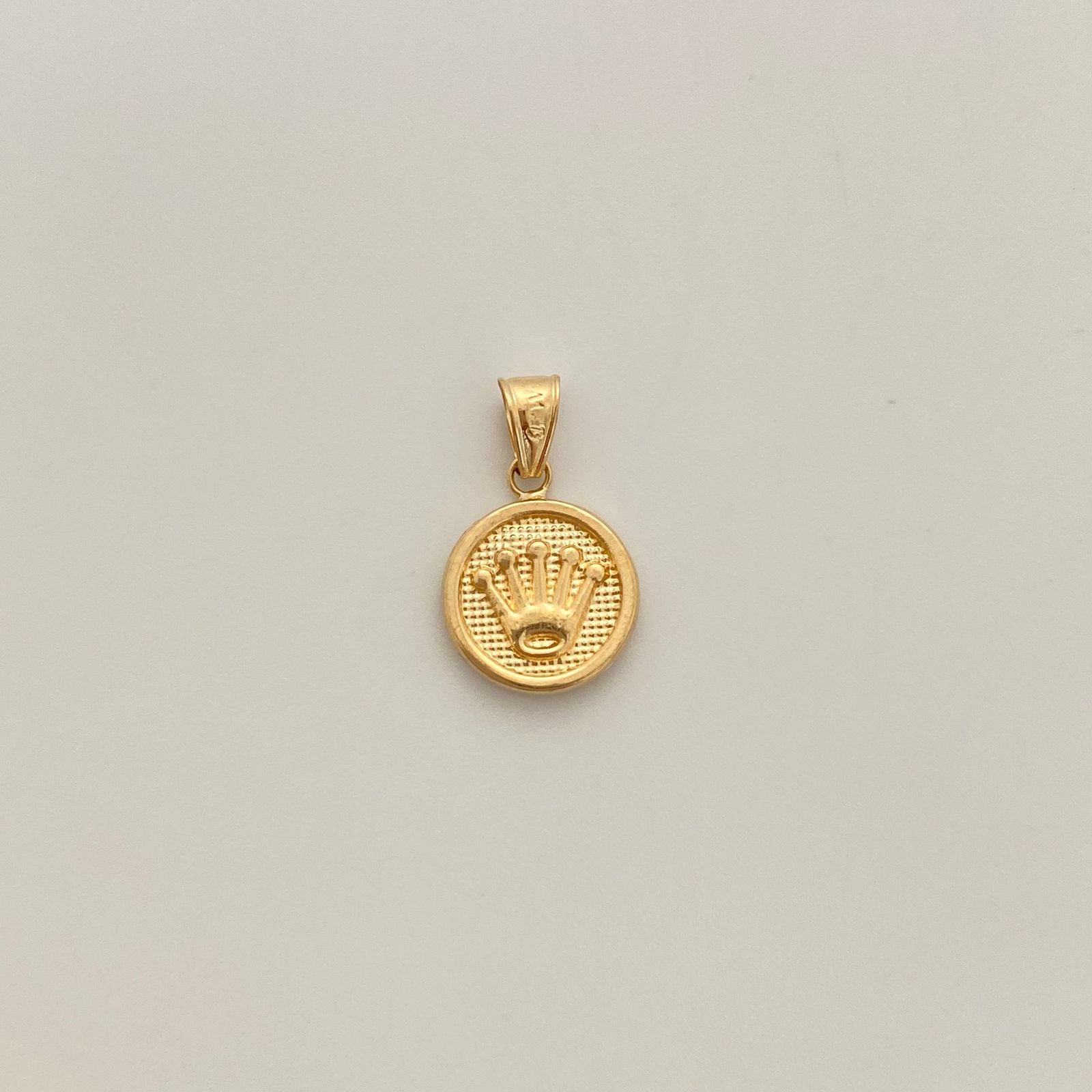 Dije corona rx con diamantado  Oro amarillo 18k 0,9 Gr / 2,1 mm / 2 Cm