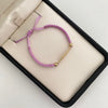 Pulsera tejida con placa ovalada y balines diamantadas 4mm  Oro amarillo 18k 0,8 Gr