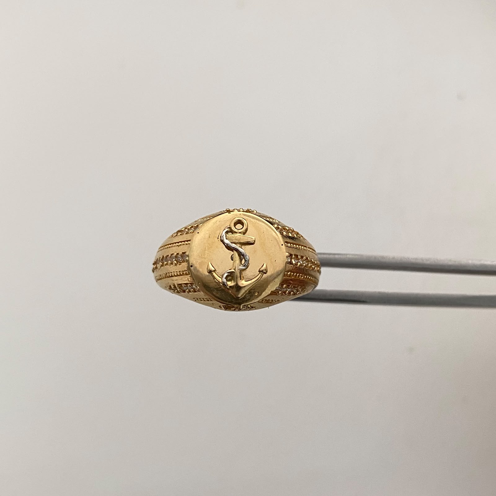 Anillo Ancla casting Oro amarillo y Oro blanco 18k / Talla 10 1/4 / 5,1 Gr / 2,9 mm