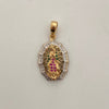 Dije virgen de guadalupe con circones multicolor  Oro amarillo 18k 2,8 Gr / 13,93 mm / 2,6 Cm