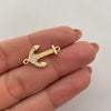 Herraje ancla con circones blancos  Oro amarillo 18k 1,7 Gr / 2 Cm