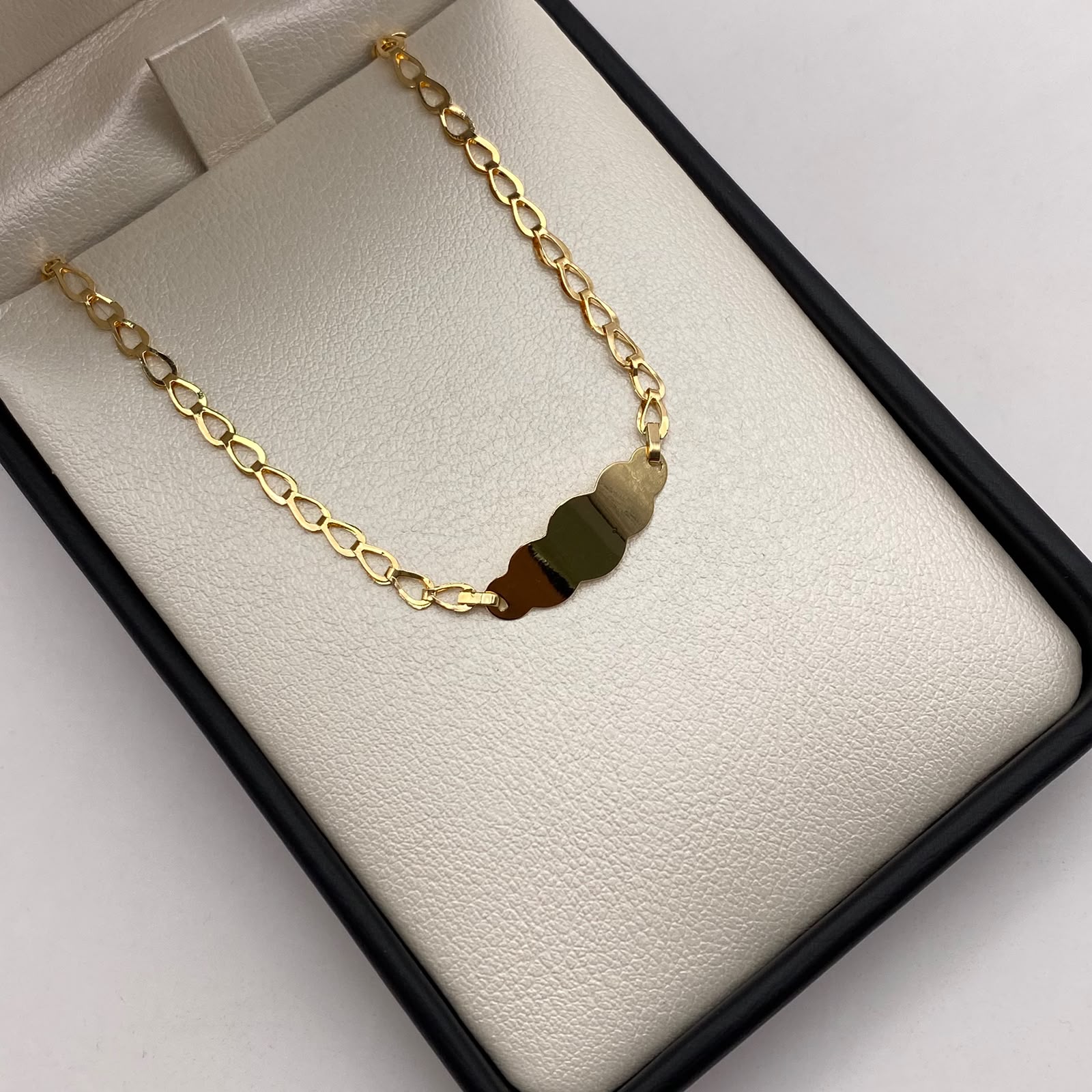 Pulso bebé tejido gota placa nube Oro amarillo 1,30 Gr / 15 Cm  Broche 0,15