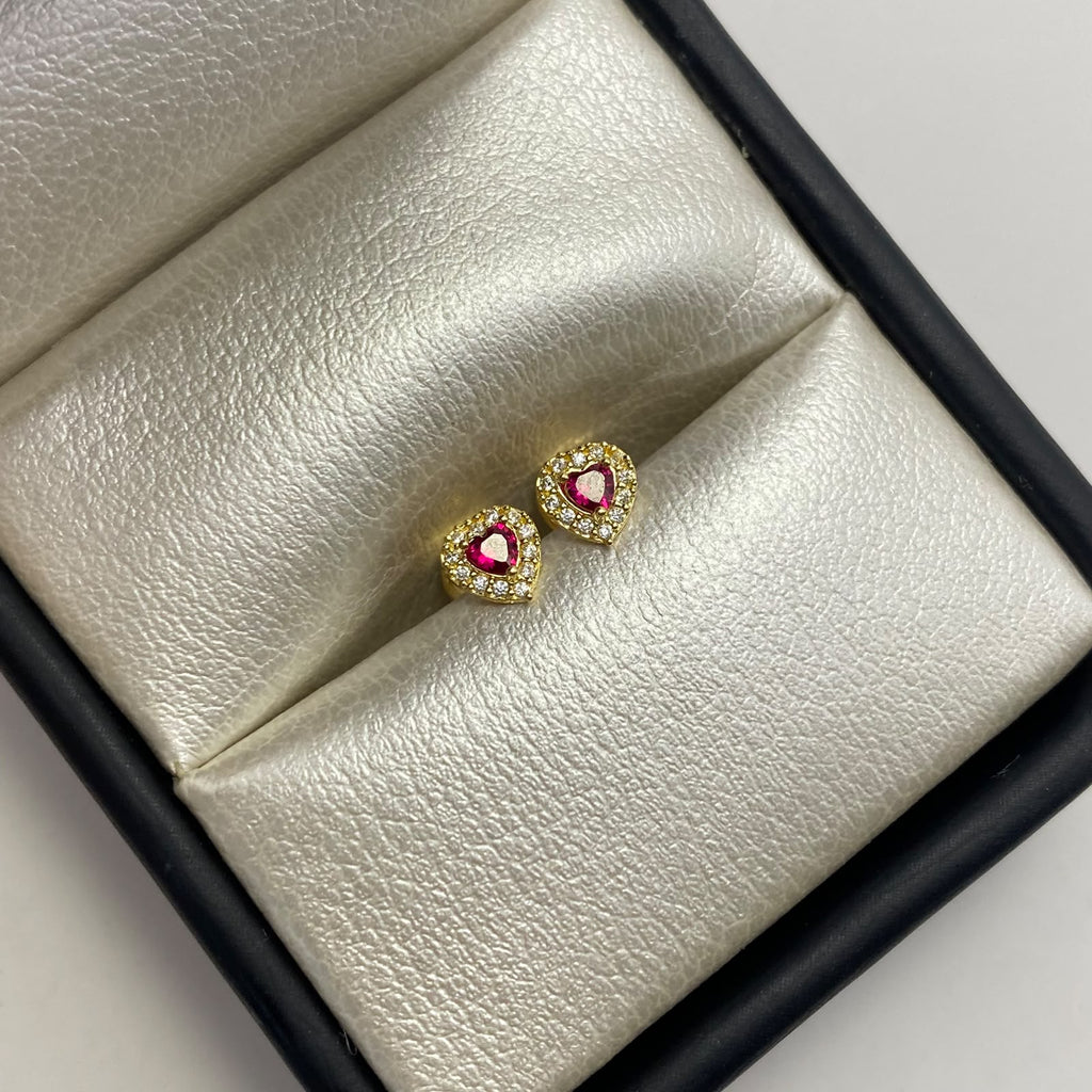 Topos corazon circón fucsia Oro amarillo 18k 0,7 Gr / 5,1 mm