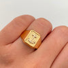Anillo Rectangular Ancla Oro amarillo y Oro blanco 18k / Talla 10 1/2 / 3,55 Gr / 4,2 mm