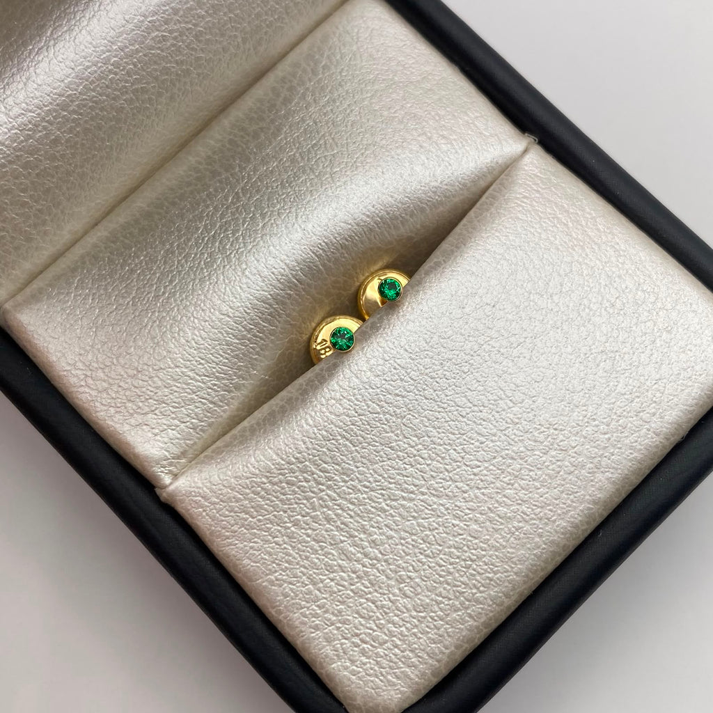 Topos Mini Circon Verde Oro amarillo 18k 0,35 Gr / 2 mm