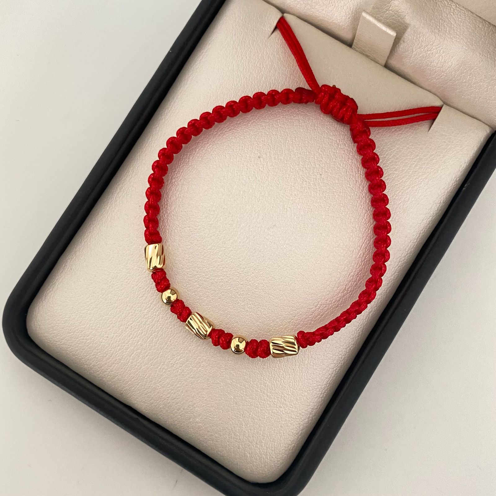 Pulsera tejida balines lisos #4 y cilindros diamantados #4 Oro amarillo 18k 0,70 Gr
