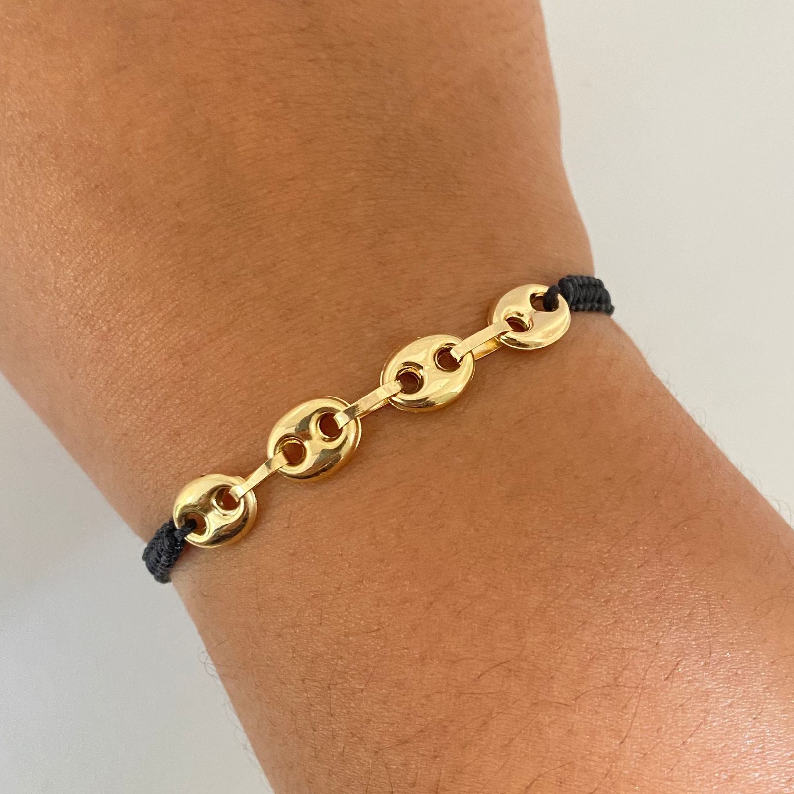 Pulsera tejida herraje eslabones gc lisos Oro amarillo 18k 1,55 Gr