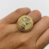 Anillo san miguel arcangel giratorio Oro amarillo y Oro blanco 18k / Talla 9 1/2 / 9,30 Gr / 5,64 mm