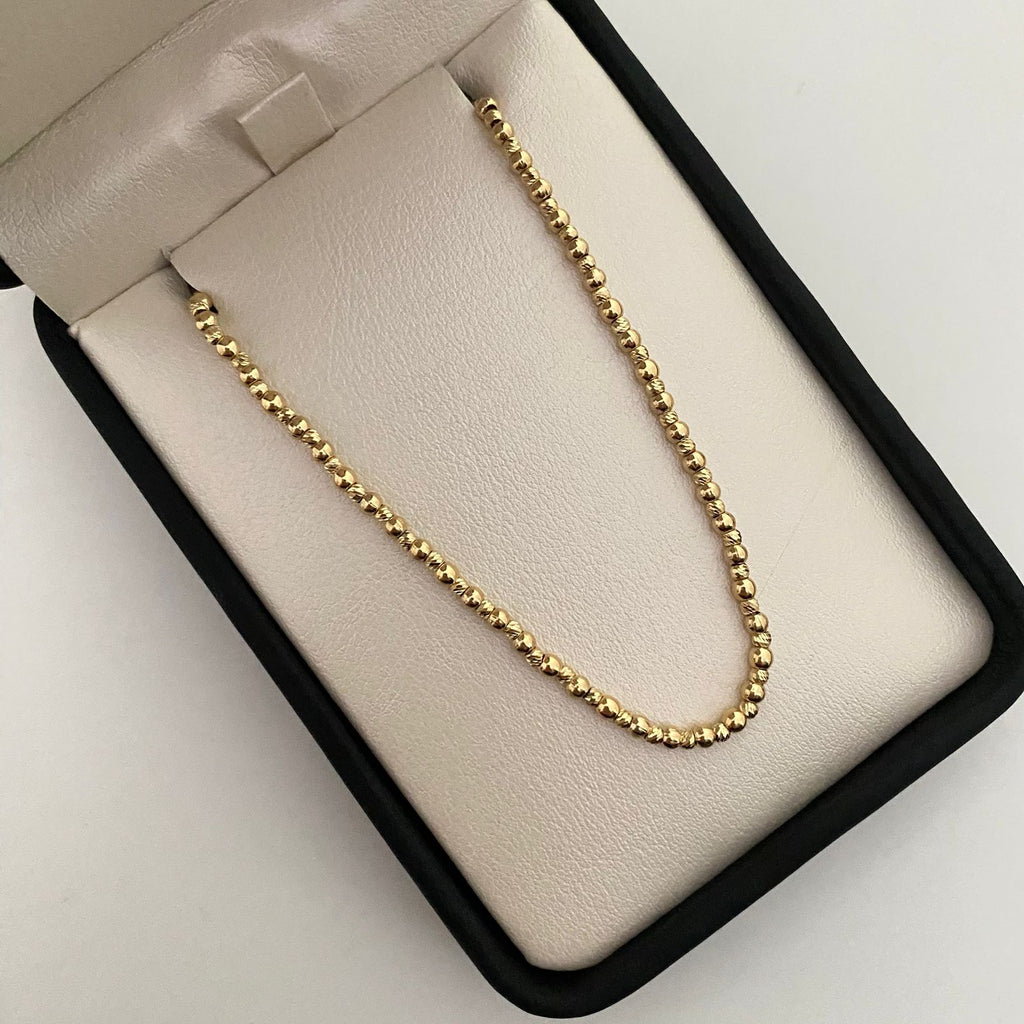 Cadena It con balines diamantados y lisos graduable  Oro amarillo 18k +4 / 10 Gr / 45 Cm