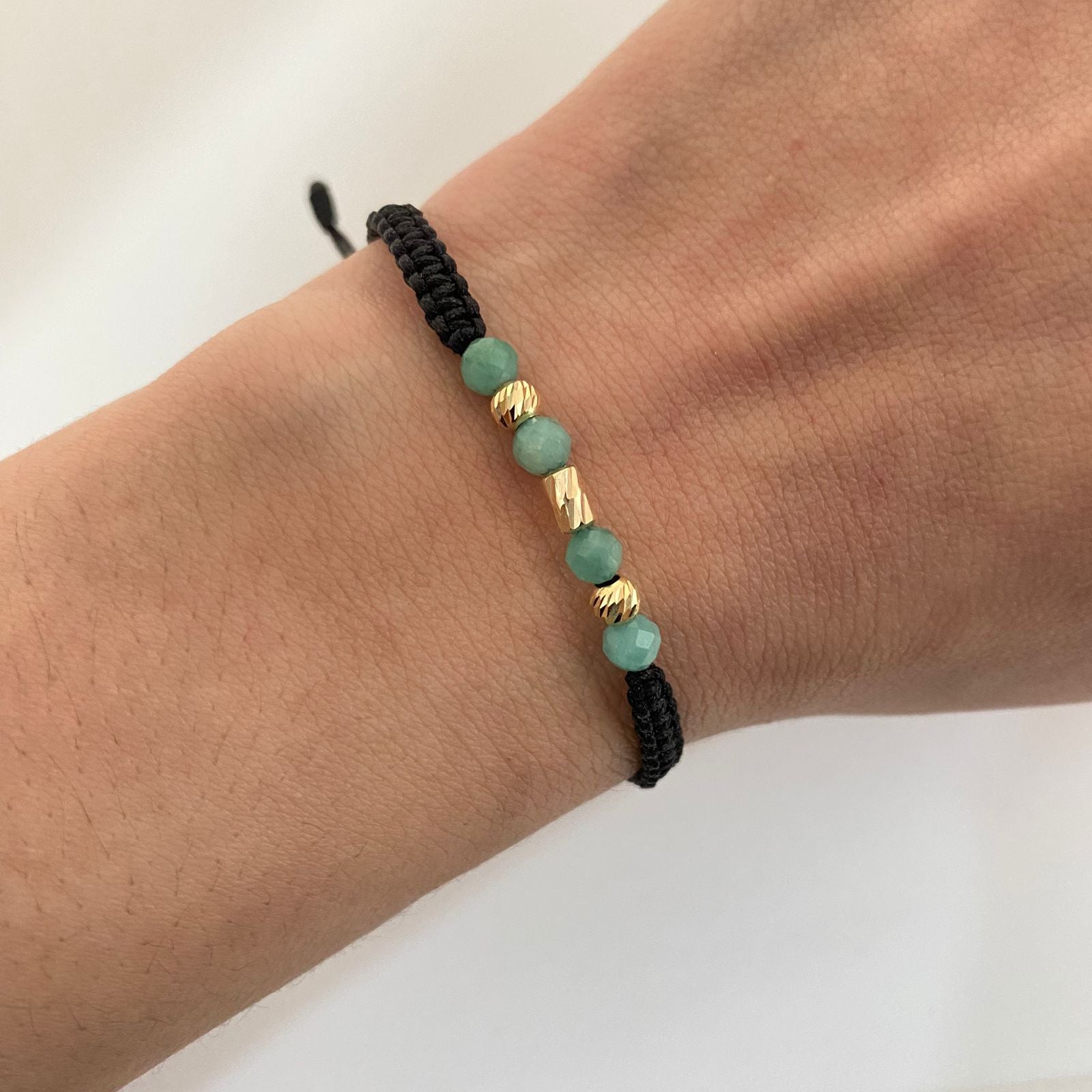 Pulsera tejida con bolas y cilindros diamantados  Oro amarillo 18k 0,3 Gr