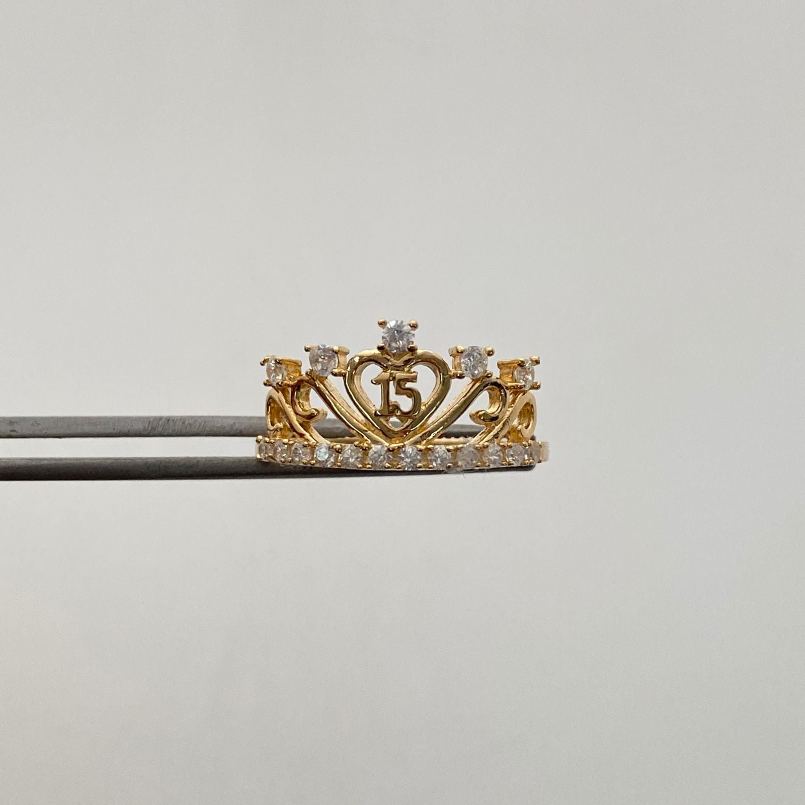 Anillo 15 Casting Blanco Oro amarillo 18k / Talla 7 / 2,5 Gr