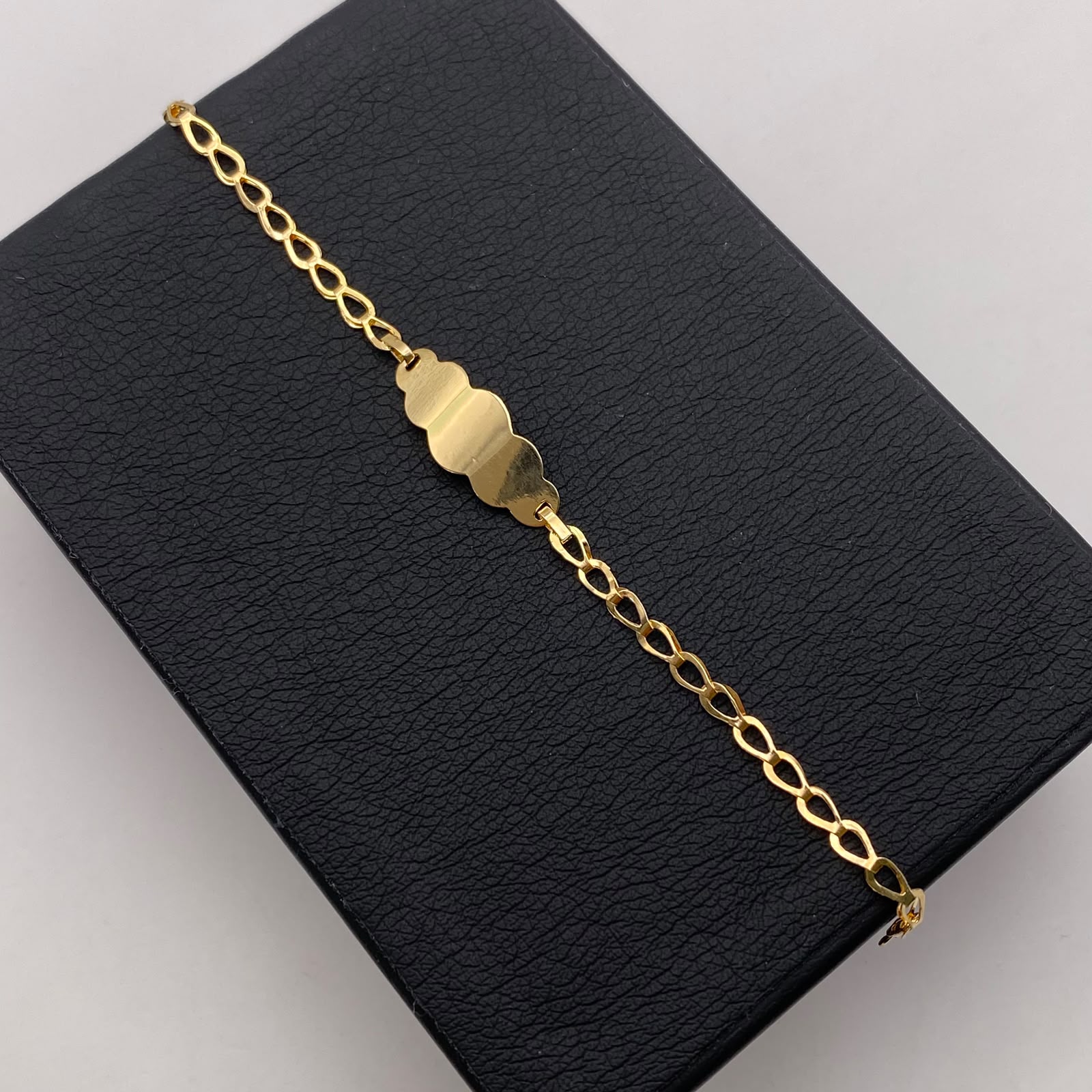 Pulso bebé tejido gota placa nube Oro amarillo 1,30 Gr / 15 Cm  Broche 0,15