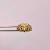 Anillo Buho Circones Verdes Oro amarillo 18k / Talla 5 1/2 / 4,95 Gr / 3,6 mm