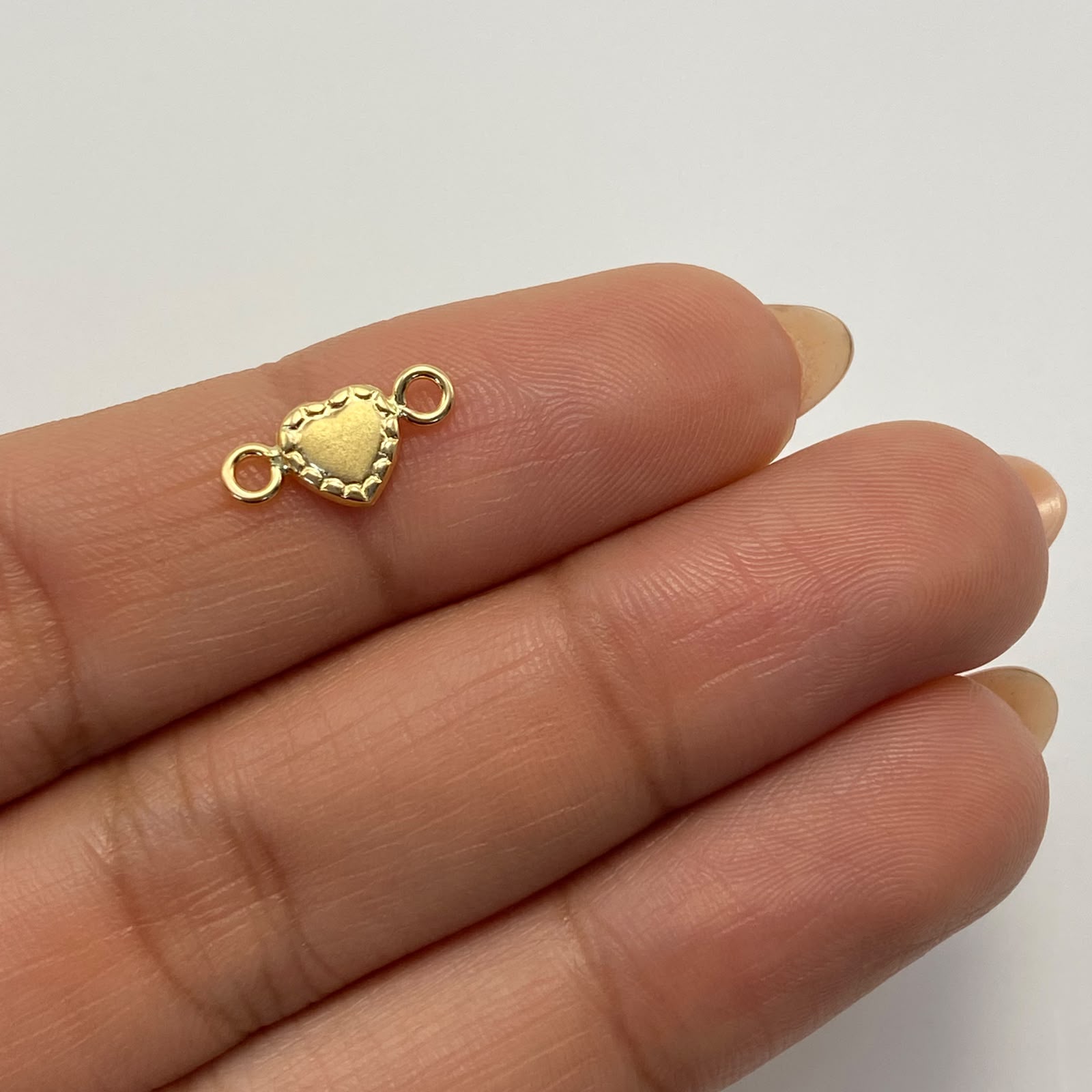 Herraje Corazon borde diamantado Oro amarillo 18k 0,25 Gr / 1,2 Cm