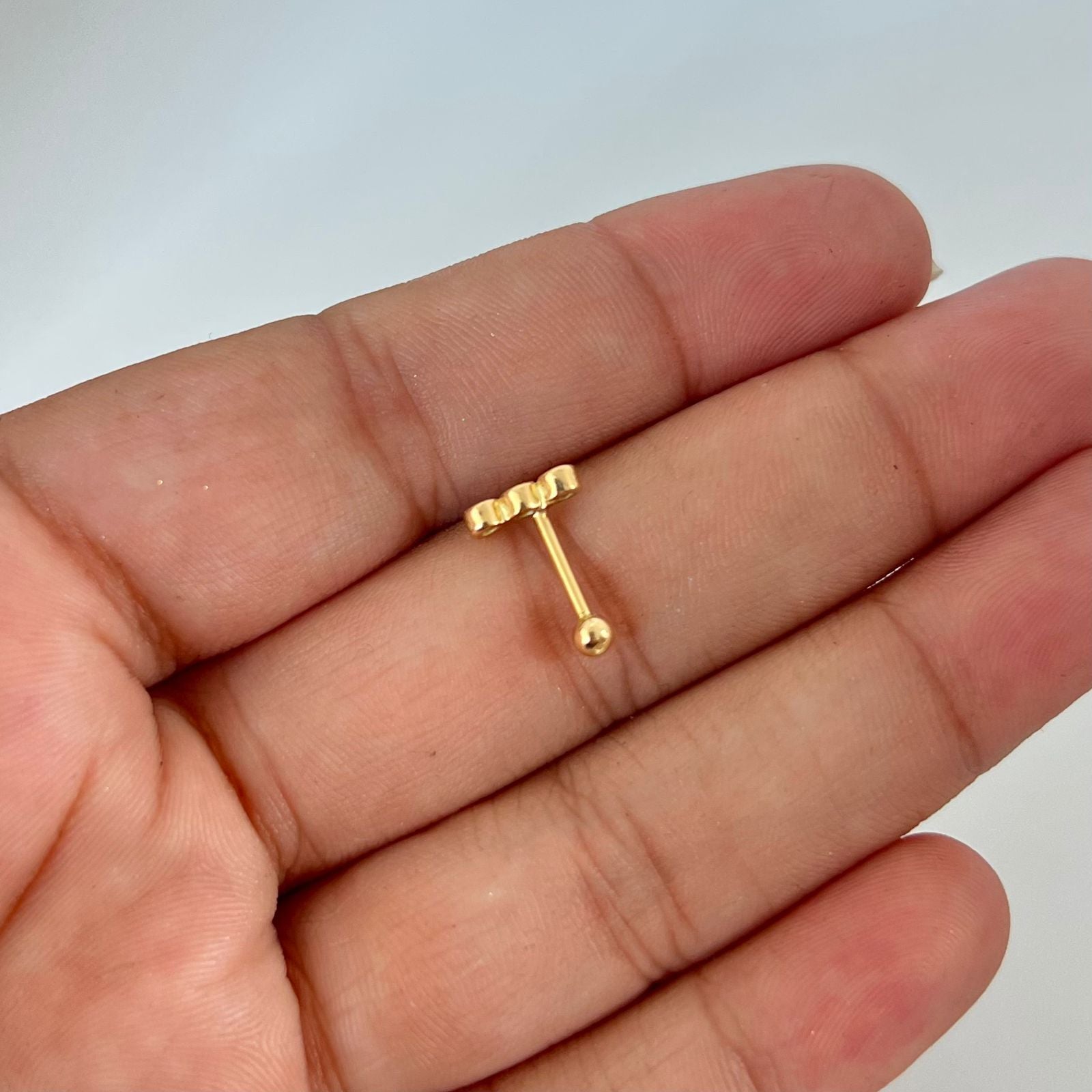 Piercing trebol casting blanco ( joya ) Oro amarillo 18k 0,7 Gr