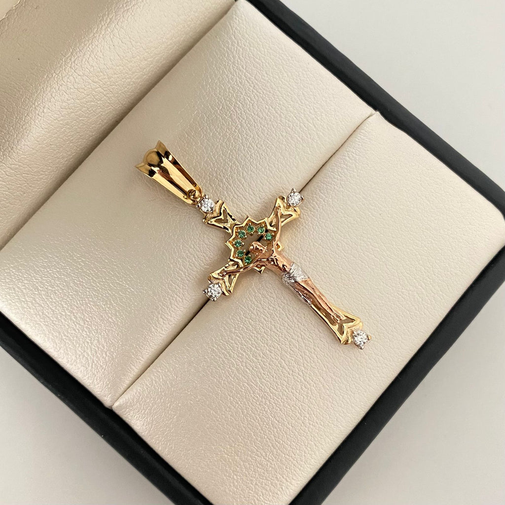 Dije cruz cristo casting en puntas Oro amarillo 18k 3,65 Gr / 4 Cm
