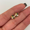 Topos Flor Casting Verde y Blanco Oro amarillo 18k 0,95 Gr / 7,9 mm