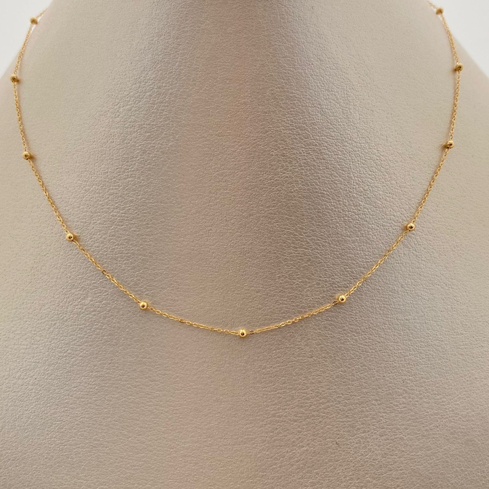 Cadena aro seguido con balines Oro amarillo 18k +1 / 1,3 Gr / 1,7 mm / 50 Cm