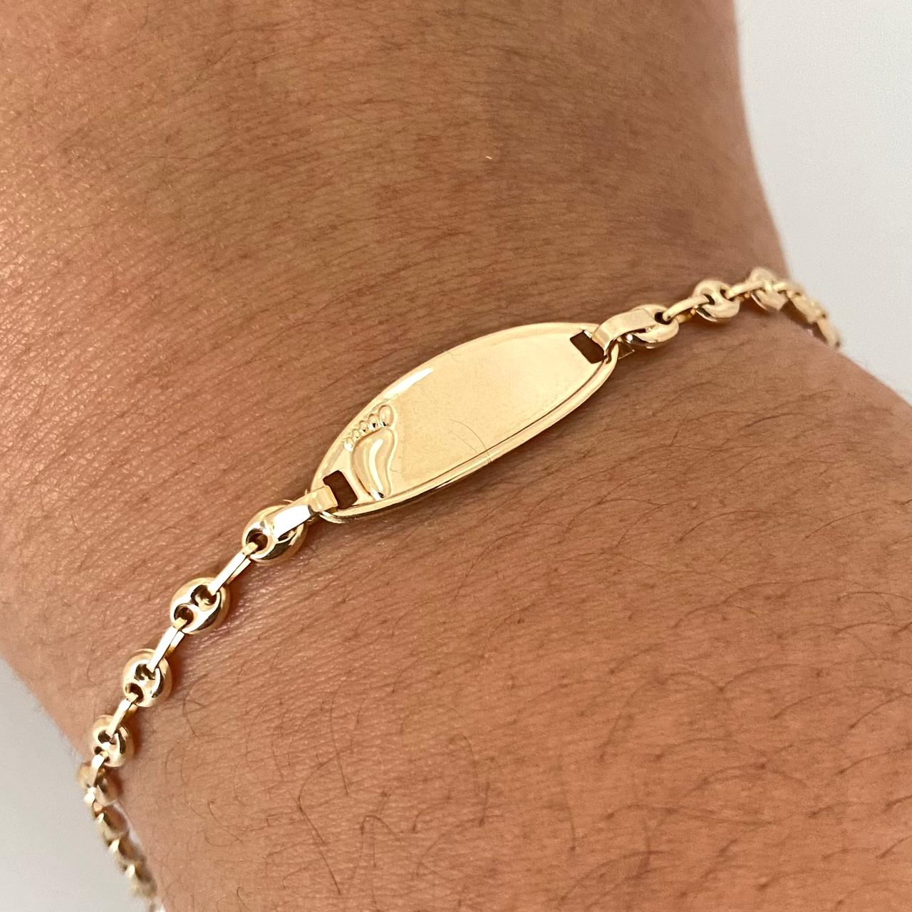 Pulso bebé gc placa ovalada huella Oro amarillo 18k 1,95 Gr / 14,5 Cm  Broche 0,20