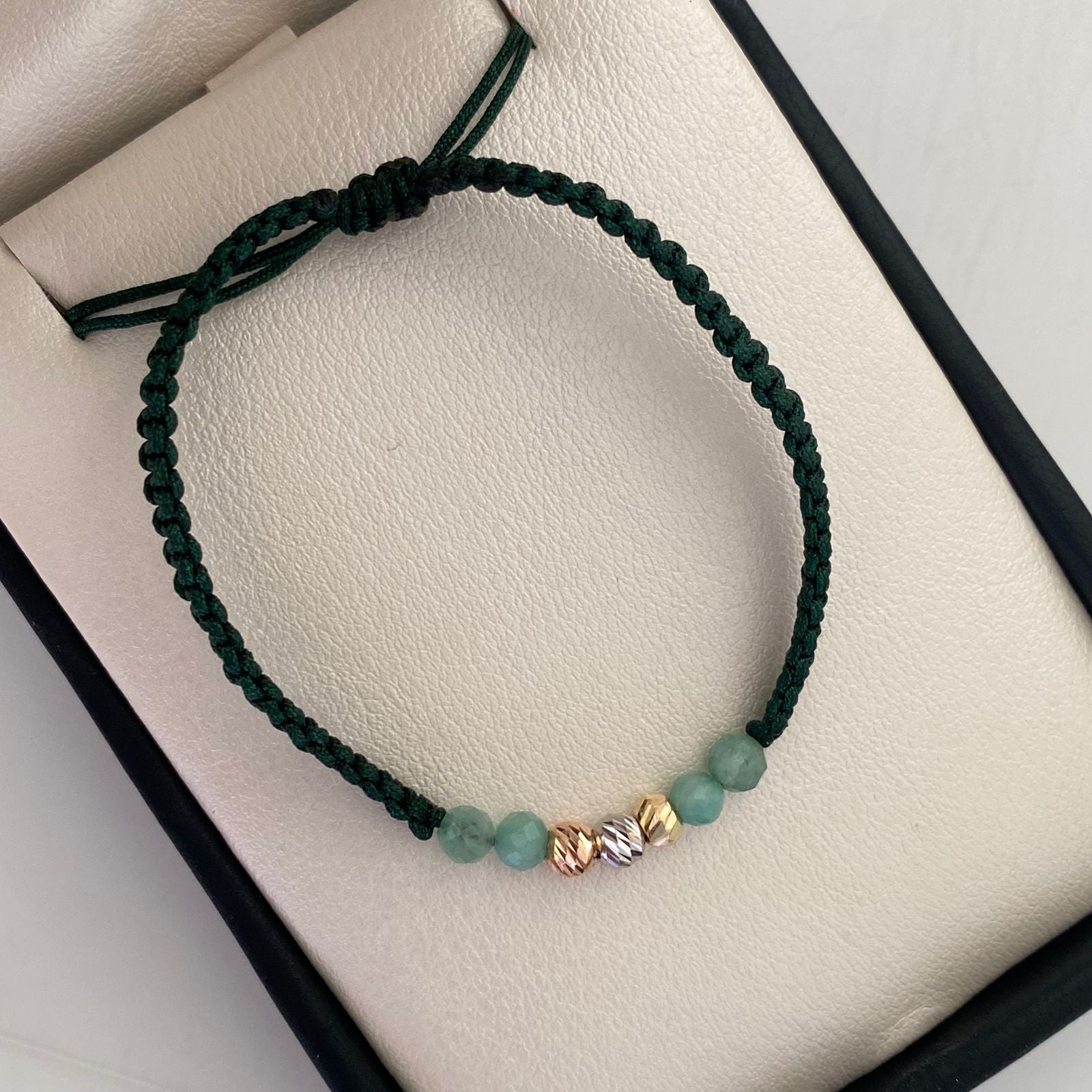Pulsera tejida Bolas Diamantadas 4mm +morrallas Tres oros 18k 0,3 Gr