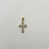 Dije Cruz Casting Celeste Con Borde Blanco  Oro amarillo 1,6 Gr / 13,22 mm / 2,5 Cm