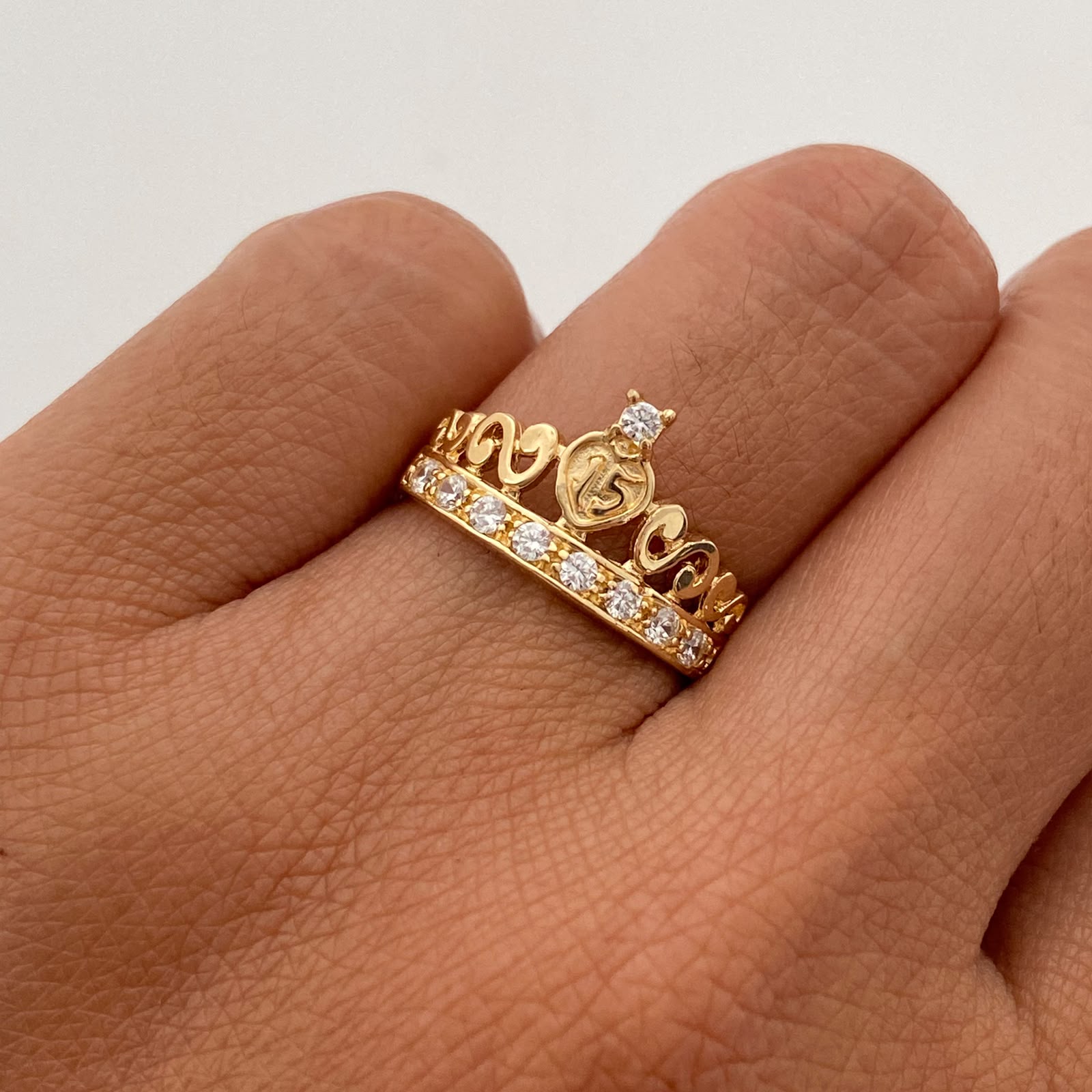 Anillo 15 Casting Blanco Oro amarillo 18k / Talla 6 / 2,35 Gr