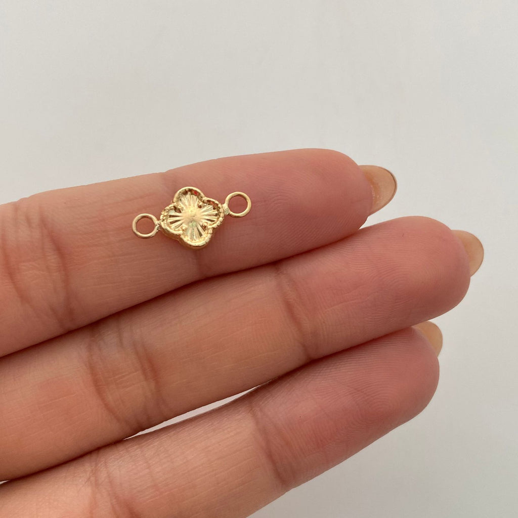 Herraje Trebol Diamantado Oro amarillo 18k 0,8 Gr / 1,1 Cm