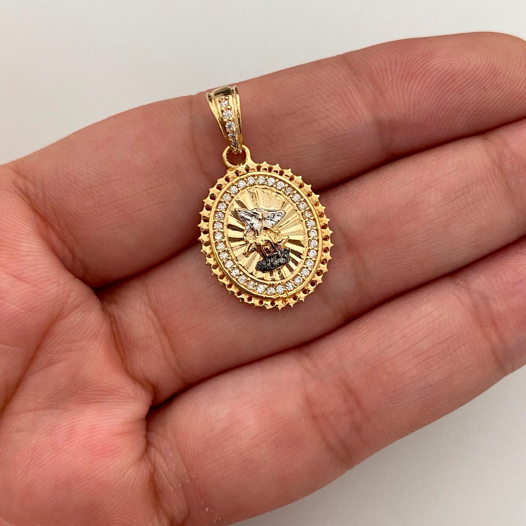 dije redondo casting blanco san miguel arcnagel oro amarillo 18k 2,9 gr / 15,9 mm / 2,6 cm