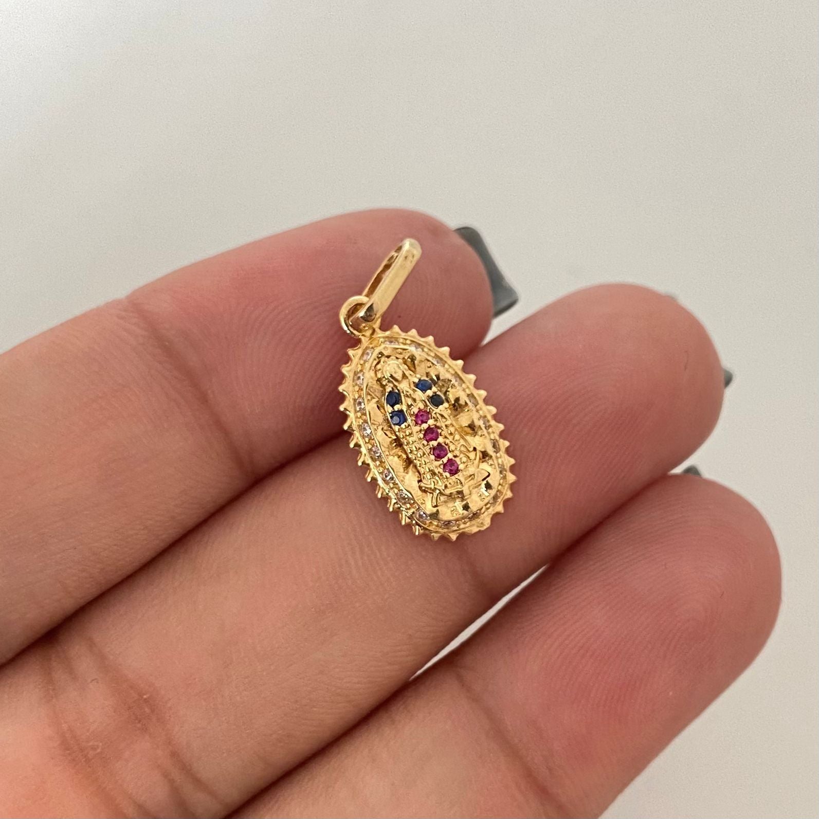 Dije virgen guadalupe borde espigado Oro amarillo 18k 1,50 Gr / 2,3 Cm