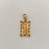 Dije Rectangula Casting Verde y Blanco San Judas Oro amarillo 18k 3,25 Gr / 11,6 mm / 2,5 Cm