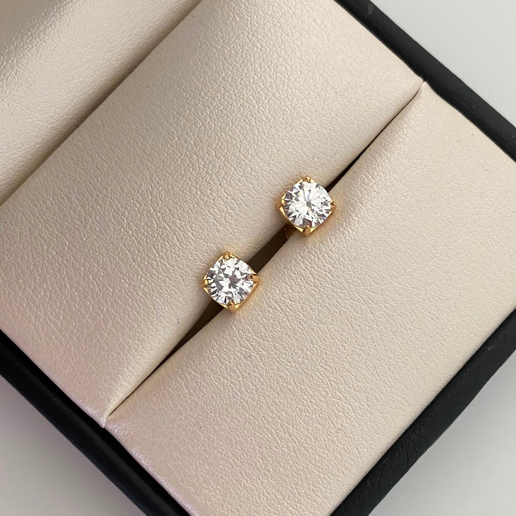 Topos Circon blanco Oro amarillo 18k 1,1 Gr / 6 mm