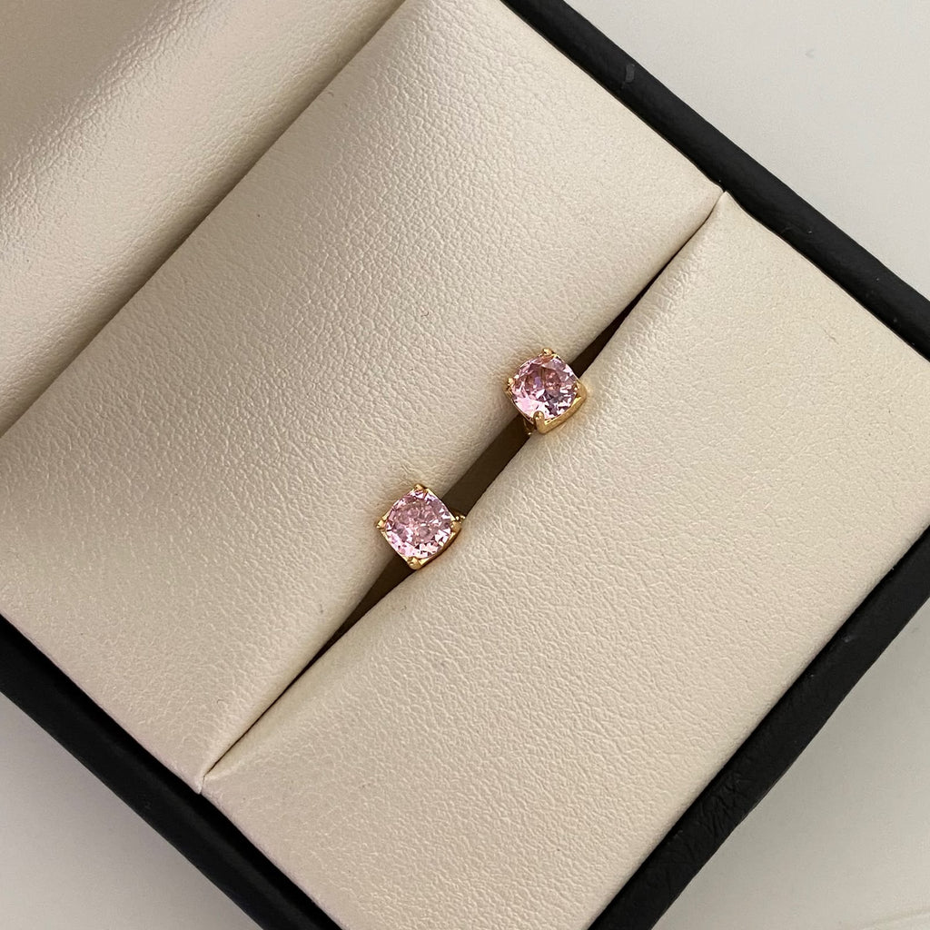 Topos Circon Rosa Pastel Oro amarillo 18k 1,15 Gr / 5 mm