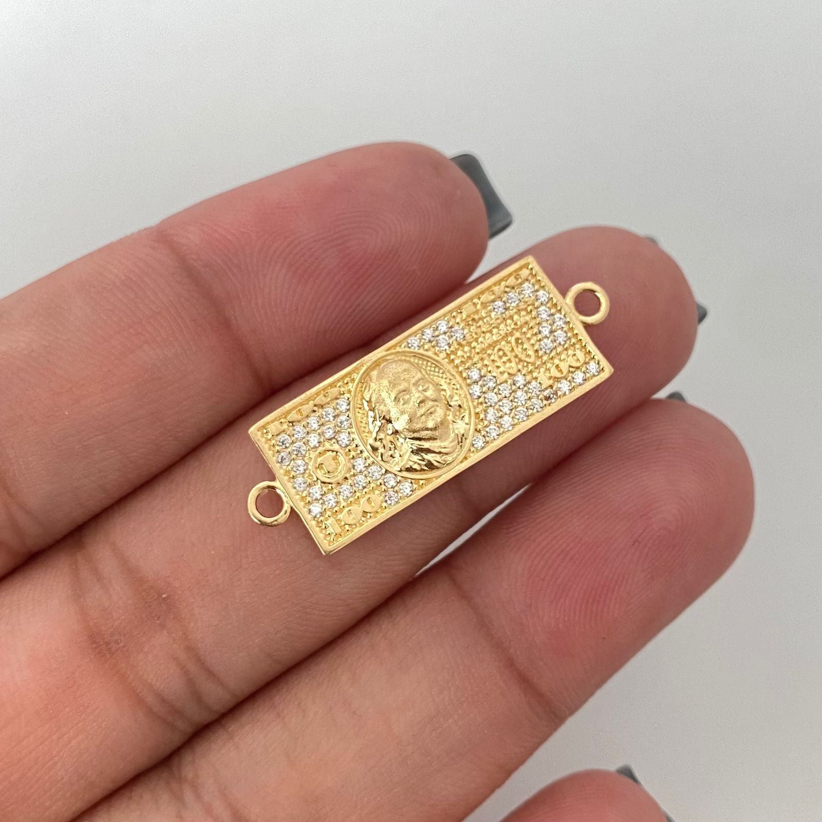 Herraje dolar rostro relieve Oro amarillo 18k 2,80 Gr / 3,0 Cm