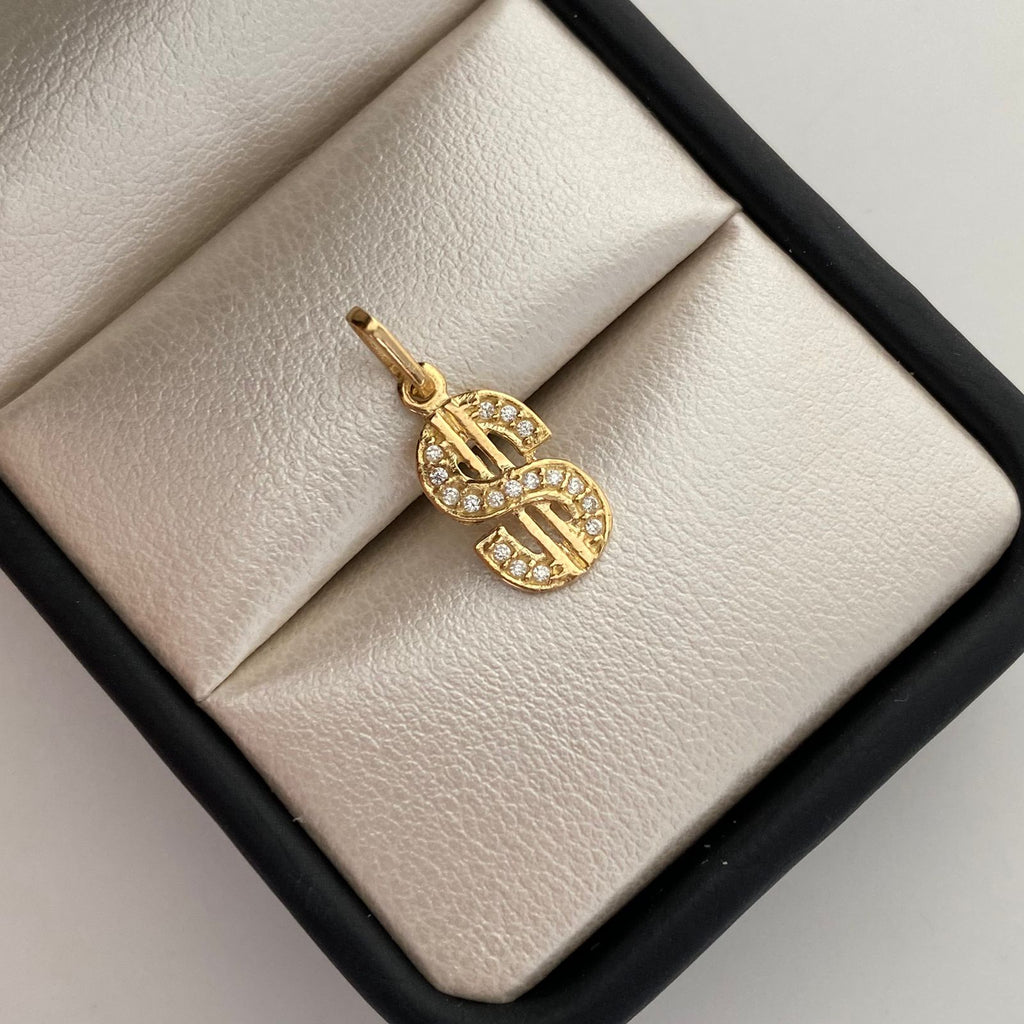 Dije Signo Pesos Casting Oro amarillo 18k 1,05 Gr / 8,5 mm / 2 Cm