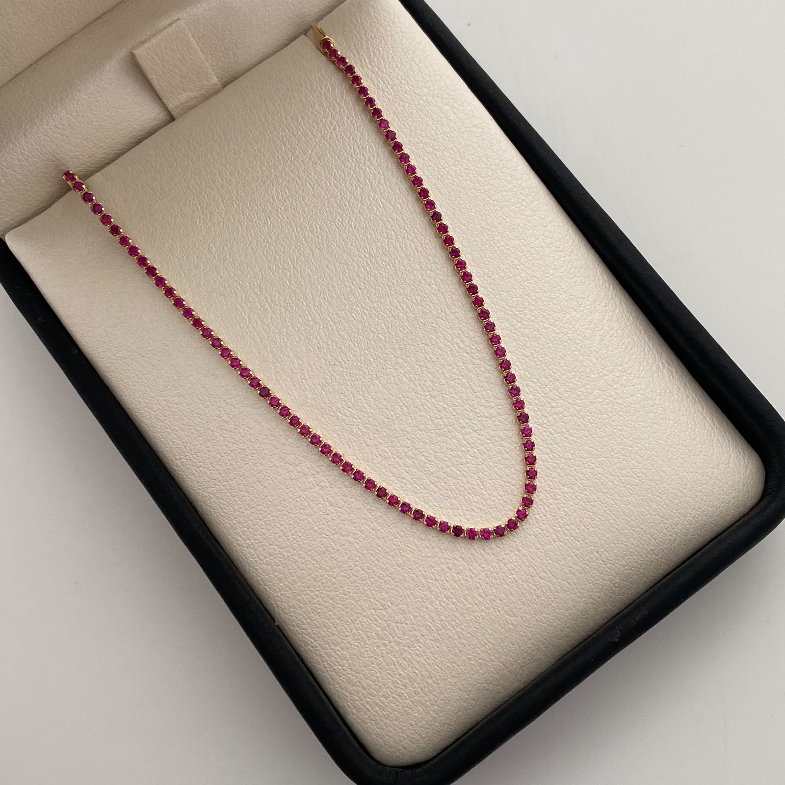 Pulso It Tennis Fucsia Oro amarillo 18k +6 / 1,85 Gr / 1,6 mm / 18,5 Cm