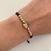 Pulsera tejida pato con balines diamantados 4mm  Tres oros 18k 2 Gr