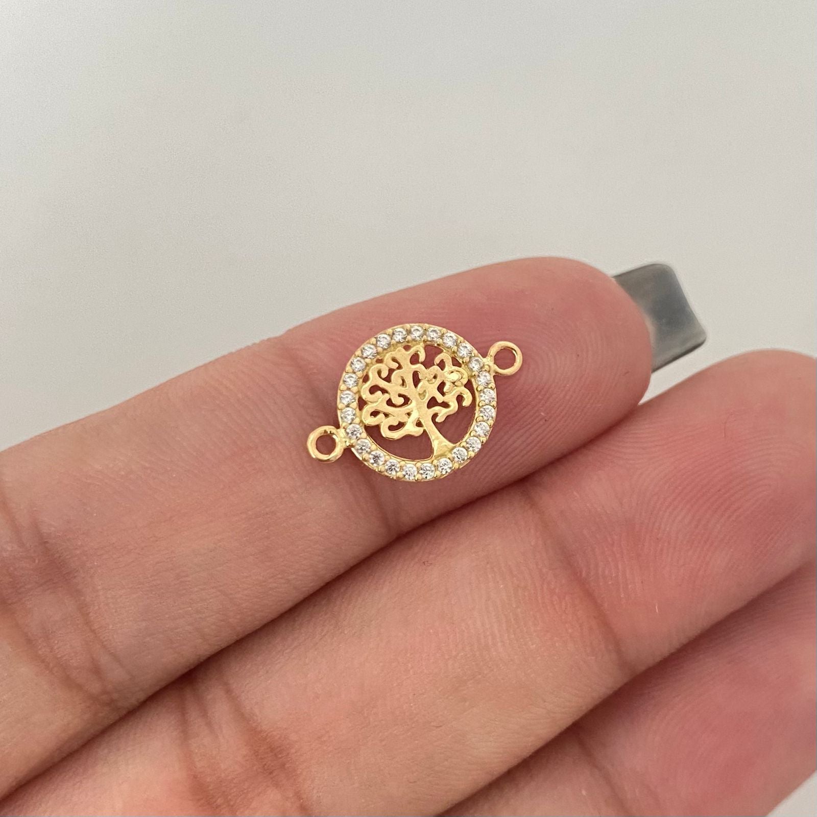 Herraje arbol de la vida borde casting Oro amarillo 18k 0,65 Gr / 1,5 Cm