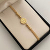 Pulsera tejida Virgen Guadalupe redonda Bolas Diamantadas 5,4 mm Oro amarillo 18k 1,35 Gr