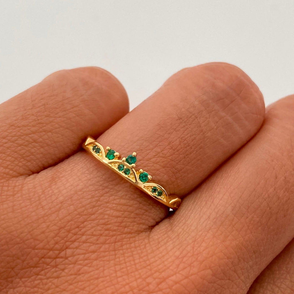 Anillo 15 Tiara Casting Verde Oro amarillo 18k / Talla 6 / 1,75 Gr