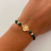 Pulsera tejida Trebol Diamantado bolas diamantadas 5mm verde Oro amarillo 18k 0,95 Gr